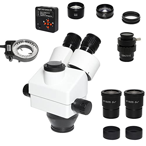 Microscope 3.5X-90X Trinocular Zoom Stereo Microscope Head + VGA 38MP H_DMI USB Microscopio Camera 0.5X cmount Lens for Mobile Phone Repair(3.5-90 38MP CTV 0.5X)