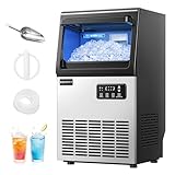EUHOMY Commercial Nugget Ice Maker Machine, 80lbs/24H, Stainless Steel Under Counter Pebble Ice Maker with Water Filter, 9.25lbs Storage Bin, Soft Sonic Ice Machine for Home/Bar/Cafe/Restaurant