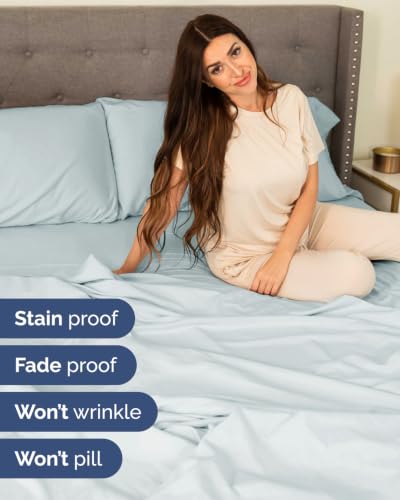 Image of Flex Top Split Head King 6 Piece Sheet Set - Soft & Cooling - Ice Blue