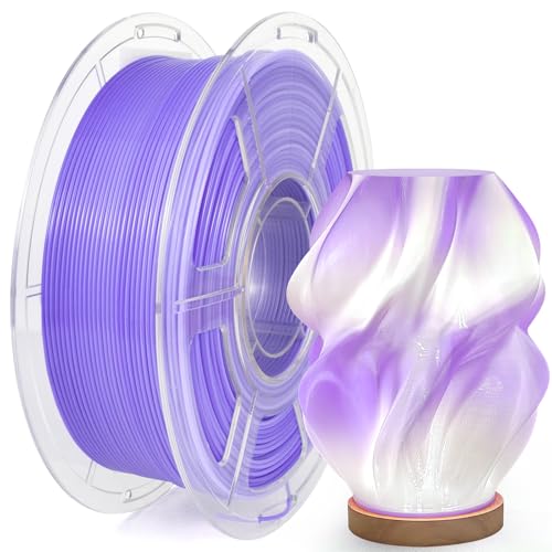 Image of IEMAI Translucent PETG Filament 1.75mm 1kg, Dual Color Gradient Purple to White 3D Printer Filament Up to 600mm /s Rapid Printing for Lampshades Artwork & Home Decor
