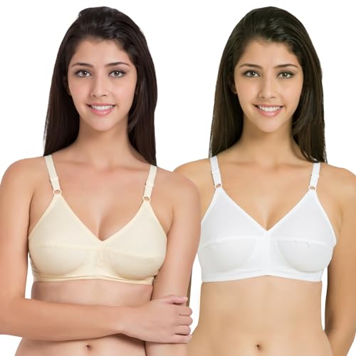Image of SOUMINIE Women's Cotton Non-Padded Wire Free Casual Full-Coverage Minimizer Bra