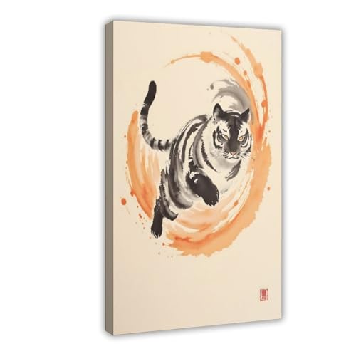 Tigre en mouvement affiche toile déco murale petite taille pour chambre adulte