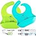 Dodo Babies Silicone Bibs for Babies - Set of 2 Toddler Bibs - Non-BPA Waterproof Bandana Bib - Comfortable and Ultra-Soft - Easy to Clean - Wide Food Pocket - Includes 2 Pacifier Straps