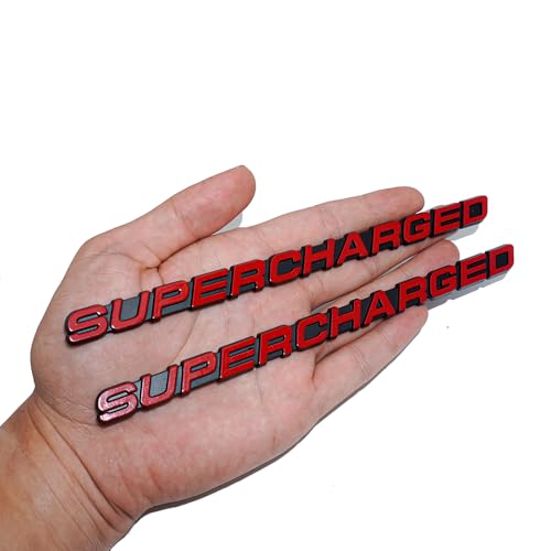 Logotipo Supercharged 3D rojo para lucir en concentraciones y quedadas de coches