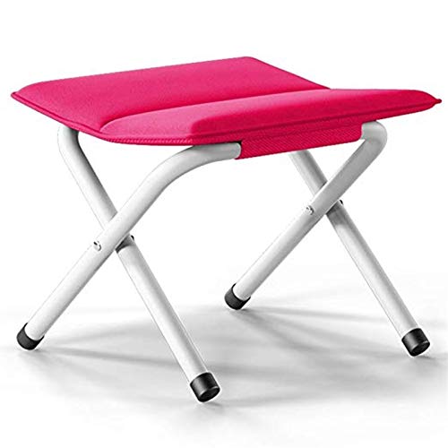 KongLchonyin Folding Stools, Camping Stools Folding Step Stool - Thick Folding Stool, Fishing Stool Portable Folding Stool Adult Outdoor Train Small Bench, 34X33X33cm (Color : Rose red)