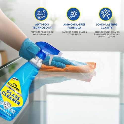 Image of All Rounder Glass & Multi-Surface Cleaner 500 ml | 5X Streak Free Shine | Anti Fog & Ammonia Free Formula | Quick Drying, Dust & Smudge Removal