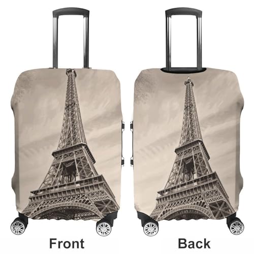 Eiffel Tower Pattern Luggage Cover, Elastic Luggage Protector Fits 19-32in Suitcases, Washable & Anti-Scratch Suitcase Cover for Men Women S3