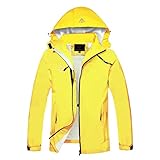GIISAM Raincoat for Women Waterproof with Hood Yellow Women's Rain Jackets Wind Proof Ladies Foldable Hiking Windbreakers