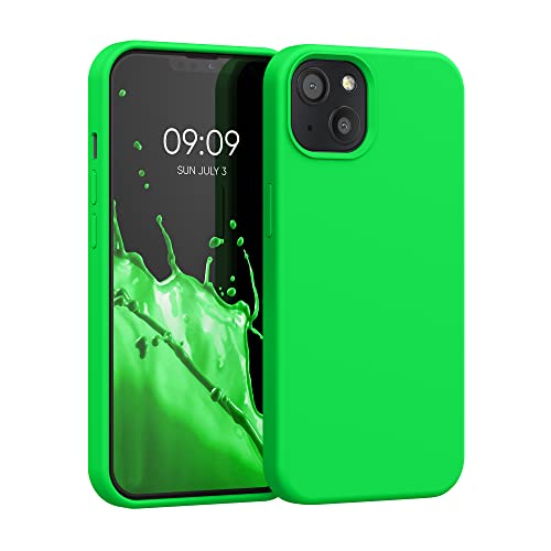 kwmobile Case Compatible with Apple iPhone 13 Case - TPU Silicone Phone Cover with Soft Finish - Neon Green