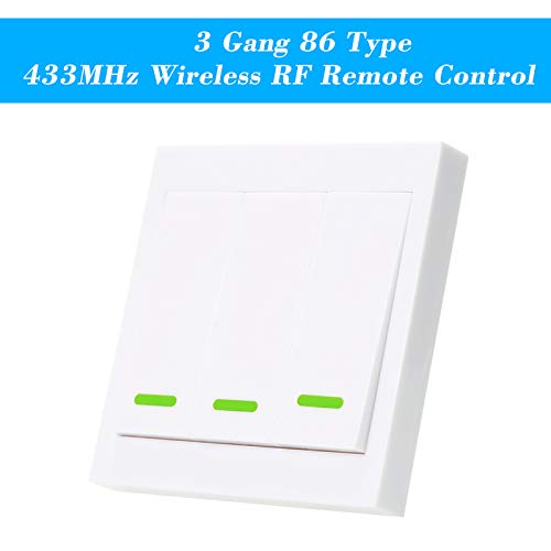 Interruptor de pared de 3 bandas HUIOP con panel de control RF 433 MHz tipo 86 3