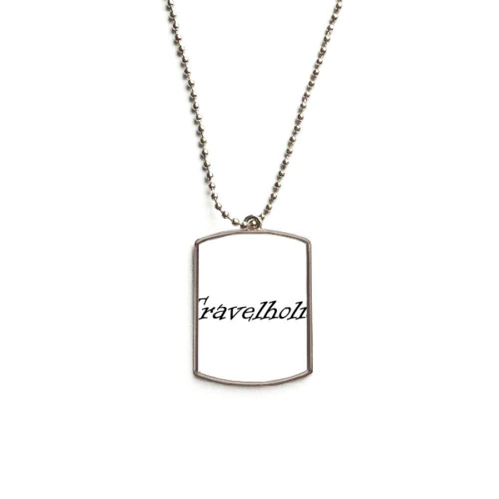 Stylish Word Travelholic Stainless Steel Chain Dog Tag Pendant Pet Necklace