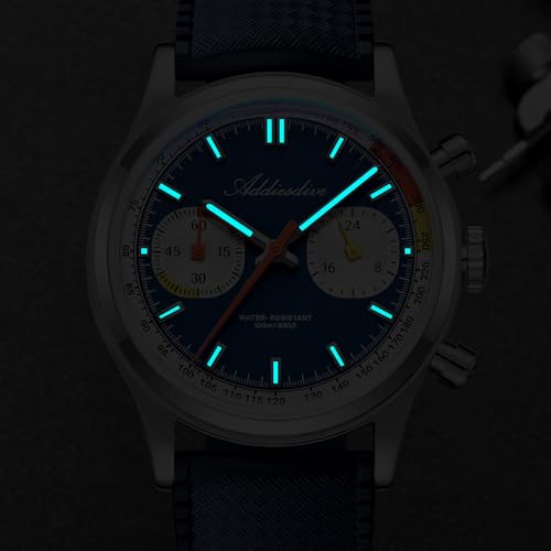 Image of ADDIESDIVE 38 MM Chronograph Watch VK64 Sweep Second Movement Tachymeter Mark FKM Rubber Strap BGW9 Super Lume Colourful Outdoor Sports Watches for Men Women
