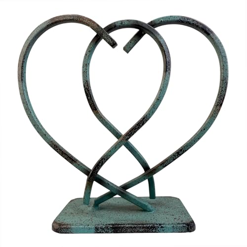 Escultura Abstracta Corazón Doble en Metal Rústico miniatura 1