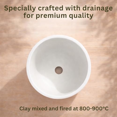 Image of Urban Upvan Terracotta Flower Pots for Garden, Dining Table & Home Decor | Elegant Planter for Living Room & Indoor Plants| White