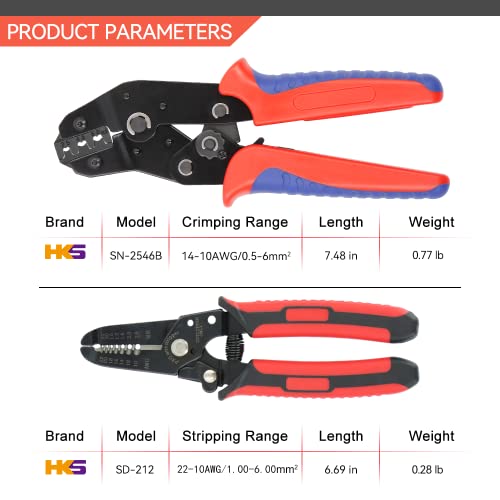Hks Solar Pv Panel Crimping Tool Kit With Crimper Stripper And 8 Pairs Solar Connectors And 1Pair Solar Connector Spanner Wrench, Crimper Tool For Solar Cable Awg14-10,2.5/4/6Mm² #TOP1