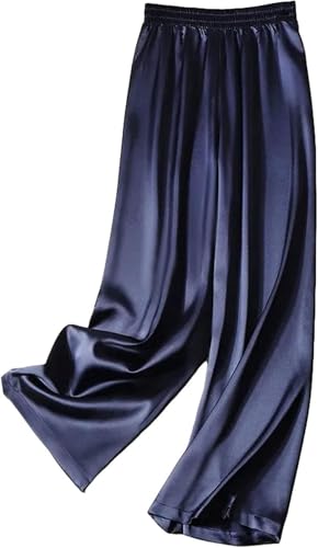 Women's Wide Leg Pants Straight Elastic Waist Loose Casual Spring/Summer Satin2