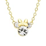 Importiert Disney Minnie Mouse Crystal Birthstone Silver Plated Pendant Necklace