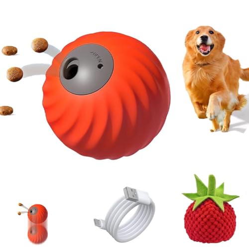 Zoomie 2.0 Buddy – Smart Touch Interactive Dog Toy | 2 in 1 Interactive Dog Balls ＆ Pet Feeder | USB-C Rechargeable | for Small Or Medium Dogs (Orange)