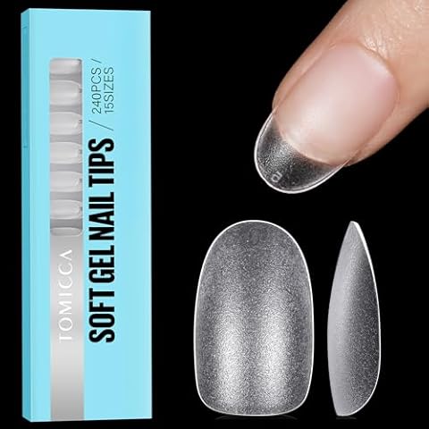 TOMICCA Short Oval Clear Nail Tips Cover