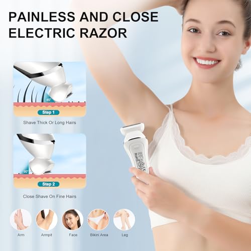 Image of Electric Bikini Epilator for Women, 5 in 1 Hair Removal for Face, Chin, Arm, Leg, Armpit, Bikini Trimmer, IPX6 Waterproof, USB Rechargeable, Wet & Dry Lady Shaver,2 Speeds & 5 Cutter Heads