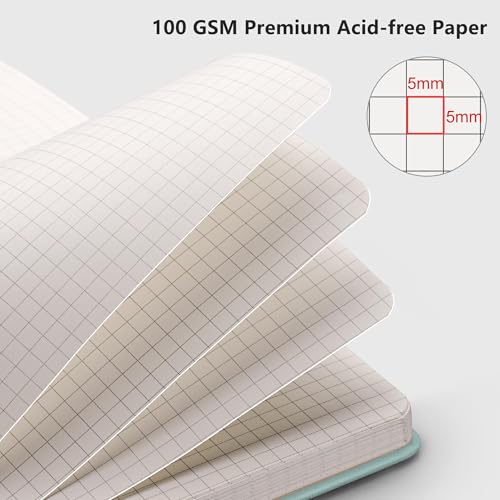 Image of RETTACY Graph Grid Paper Notebook, 192 Pages, A5 Size (5.7'' x 8.3'')