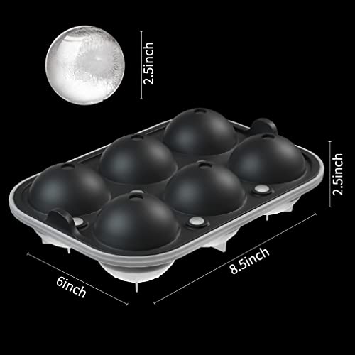 Ice Ball Maker, Round Ice Cube Mold, Easy Release 2.5” Whiskey Ice Mold With Lid & Funnel, Silicone Ice Cube Tray For Cocktail & Bourbon #TOP15