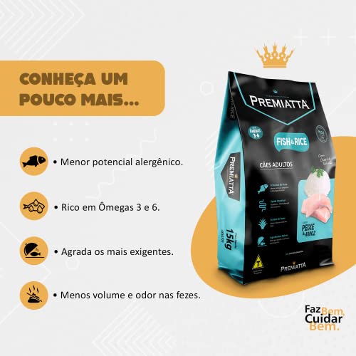 Ração Premiatta Nutricare Fish e Rice Cães Adultos Raças Médias e Grandes 15kg