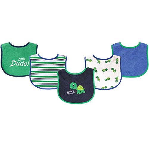 Image of Luvable Friends Baby Cotton Terry Drooler Bibs with PEVA Back, Transportation, One Size