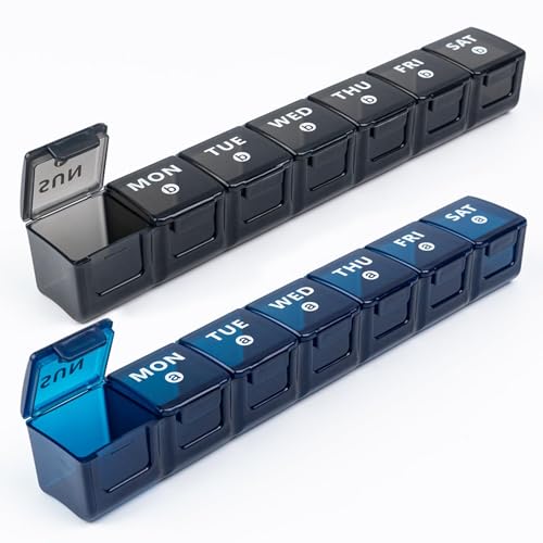 Image of 2-Pack Weekly Large Pill Organizer for Travel, 7 Day Pill Boxes and Organizer, Big Compartments Pill Case AM PM,14 Day XL Medication Organizer Dispenser for Fish Oils, Vitamin Holder Supplement