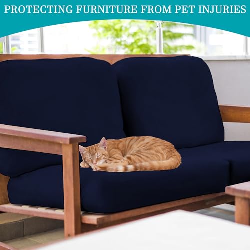Image of 14Pcs Stretch Patio Cushion Covers,Outdoor Couch Covers Replacement,Outdoor Couch & Sofa Slipcovers,for Patio Furniture Cushion Covers,Washable Reusable Furniture Protector (Navy Blue,Cover Only)