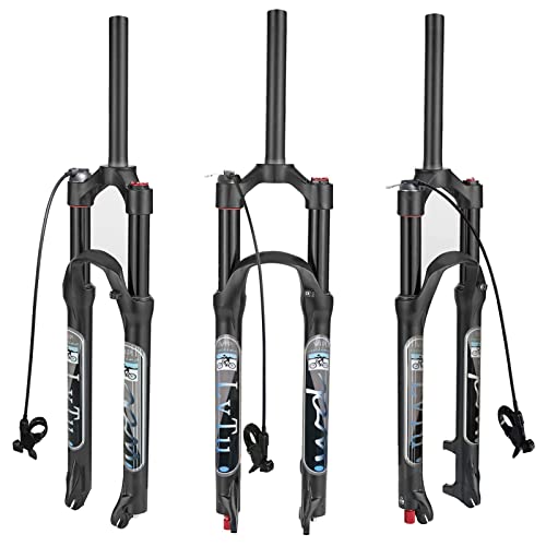 AttLvTu マウンテンバイクサスペンションフォーク 26/27.5/29、トラベル120mm リバウンド調整 1-1/8 QR 9mm ディスクブレーキ対応 1.5-2.45インチタイヤ(Straight-Remote lock,26)