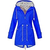 SKYWPOJU Damen Regenjacke Übergangsjacke mit Kapuze Sommerparka Jacke Wasserdicht Winddicht (Color : Blue, Size : 4XL)