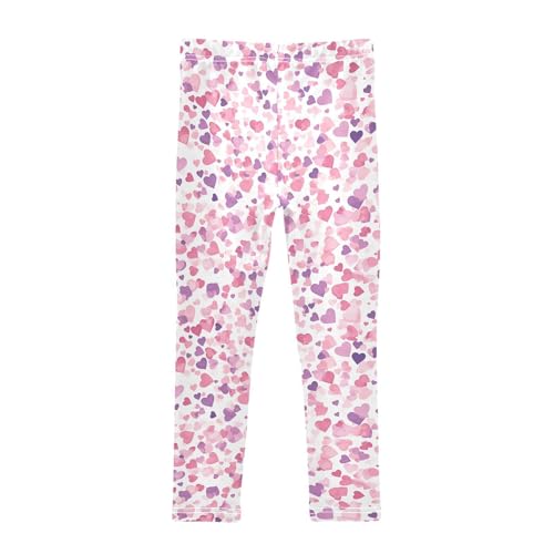 Hearts Pink Purple Watercolor Kids Baby Girls Legging Stretchy Full Length Dance Pants Sports2