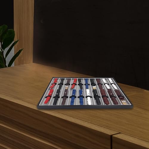 POPETPOP Bandeja Organizadora de Correas de Reloj Negra 10 Compartimentos, para Almacenaje en Casa y Presentación en Tiendas - imagen 6