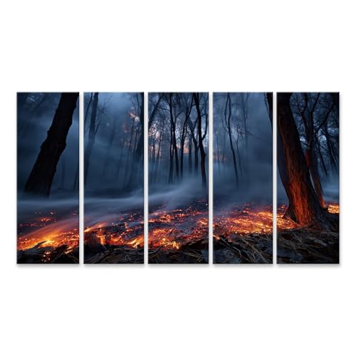 Tableau sur toile feu de forêt mystique XXL islandburner pour salon