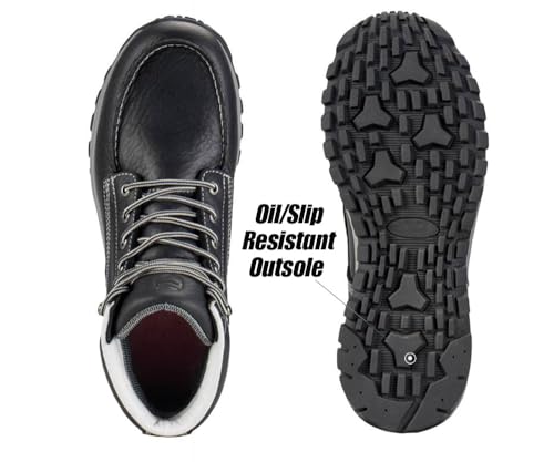 Image of SUREWAY Men's Lightweight Casual Wedge Soft Moc Toe Work Boots,Comfort Insole, Superior Oil /Slip Resistant,Men's Construction Industrial Safety Working Boots /Shoes - Black