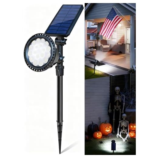 OSORD Solar Lights Outdoor, Upgraded Waterproof 18LED 2-in-1 Solar Landscape Spotlights Wall Light Adjustable Auto On/Off Solar Powered Uplight for Flag Pole Street Sign Garden Yard 1pack (Cool White)