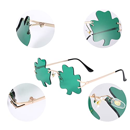 2 pairs Clover Sunglasses, St. Patrick's Day Irish Shamrock Sunglasses Green Leprechaun Costume Glasses Accessories St. Patrick Party Supplies for Women Men Kids Adults (Dark Green)3