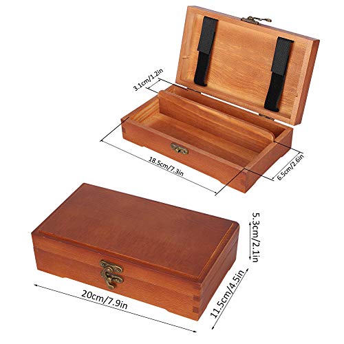 Image of Zunate Art Supply Wooden Storage Box with Locking Clasp for Pastels, Pencils, Pens, Markers, Brush