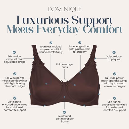 Image of Dominique Mystique Minimizer Bra #7000 - Seamless Full Figure Underwire Lingerie for Women, Smooths & Shapes