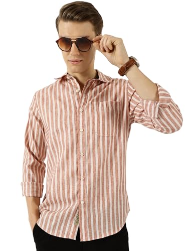 Image of Thomas Scott Men's | Striped | Full Sleeve | Slim Fit | Polyester Blend | Single Pocket | Spread Collar | Casual Shirt