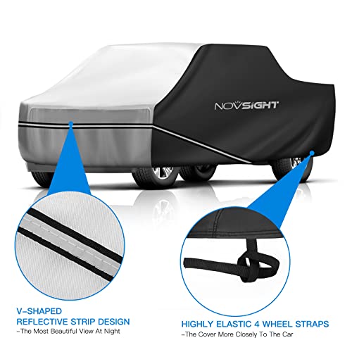 Truck Car Cover, Novsight Truck Cover Waterproof All Weather Fit To 210" L, Uv Protection Peva Cotton Pickup Truck Covers With Scratch-Proof Reflective Strip, Universal Full Exterior Car Covers #TOP5