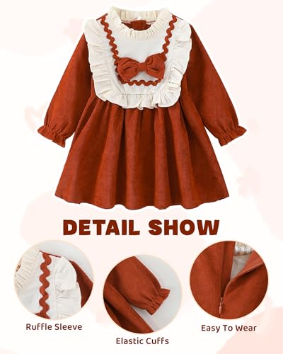 Kucnuzki Baby Girl Outfit Casual Long Sleeve Fall Winter Dresses Ruffle Little Girls Toddler Dress Kids Baby Clothes4