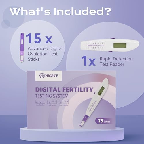 HealCare LH One Step Ovulation Test, Digital Fertility Testing System, Ovulation Test with Digital Results, 15 Digital Ovulation Tests, 1 Digital Fertility Tracker