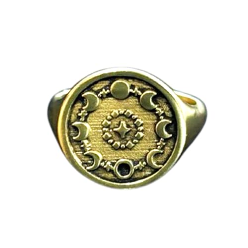 Bague plaquée or en argent sterling 925 de haute qualité avec phases de lune