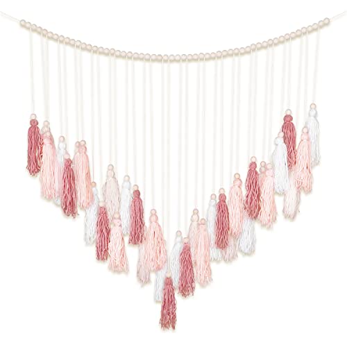 Large Macrame Wall Haning Boho Home Decor, Blush Pink Tassel Wall...