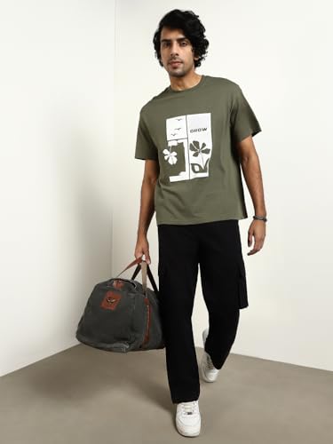 Image of NOBERO Men's Straight Fit Mid Rise Wanderer Travel Cargo Pants | Multiple Pockets | | Lowers for | Casual Wear | Sports | Gym | Trek | Lowers