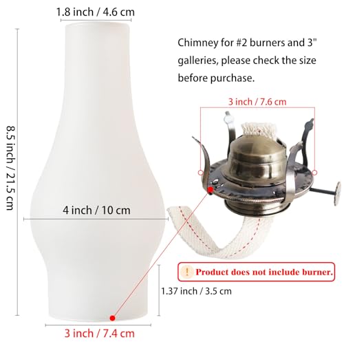 GXFCCYXT 3 Inch by 8.5 Inch Clear Glass Oil Lamp Chimney Replacement Frosted Design for Vintage and Restoration of Antique Oil and Kerosene Lamps Fit#2 Size Burner Oil Lamps