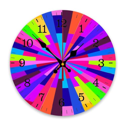 TIAYOUORTY Colorful Retro Vintage Color Palette Swirling Stripes Wall Clock