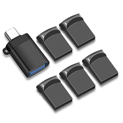 EASTBULL 8GB 5 Pack of USB2.0 FAT32 Small Flash Drive with USB-C Adapter